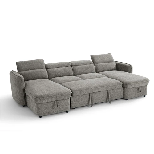 Ria Fabric U-Shaped Sofa with Storage & Headrests