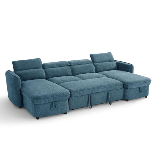 Ria Fabric U-Shaped Sofa with Storage & Headrests