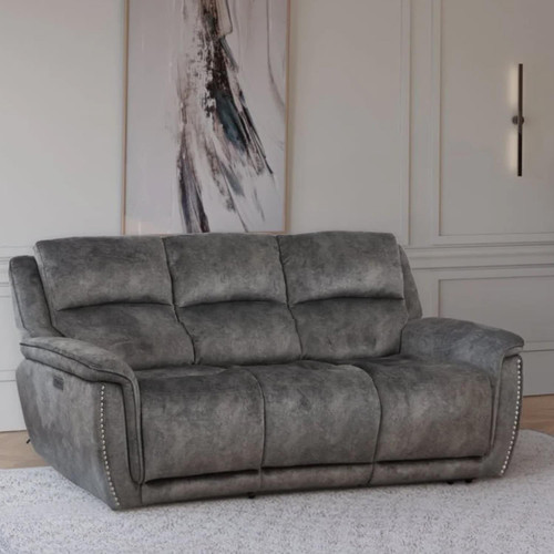 Mendoza Electric Reclining Grey Plush Velvet 3 + 1 + 1