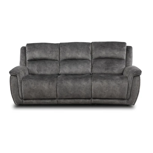 Mendoza Electric Reclining Grey Plush Velvet 3 Seater Sofa