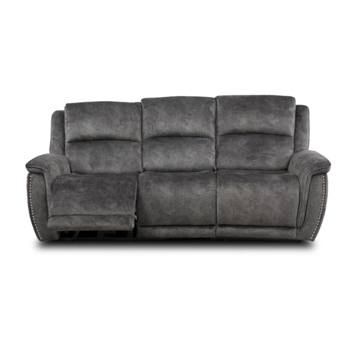 Mendoza Electric Reclining Grey Plush Velvet 3 Seater Sofa