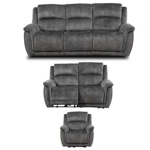 Mendoza Electric Reclining Grey Plush Velvet 3 + 2 + 1