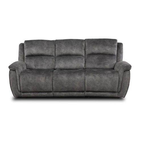 Mendoza Electric Reclining Grey Plush Velvet Sofa Suite