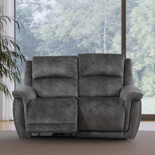Mendoza Electric Reclining Grey Plush Velvet Sofa Suite