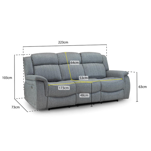 Linden Grey Fabric Reclining Sofa Suite 3 + 1 + 1