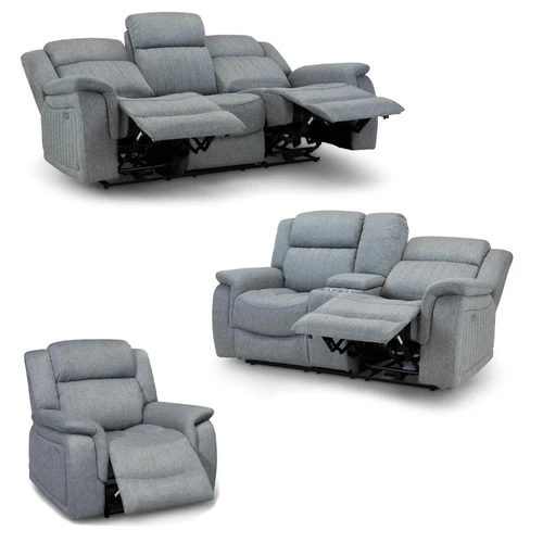 Linden Grey Fabric Reclining Sofa Suite 3 + 2 + 1