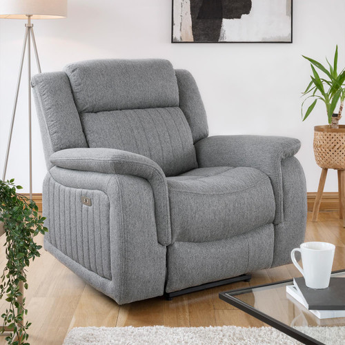 Linden Grey Fabric Reclining Sofa Suite 2 + 1 + 1