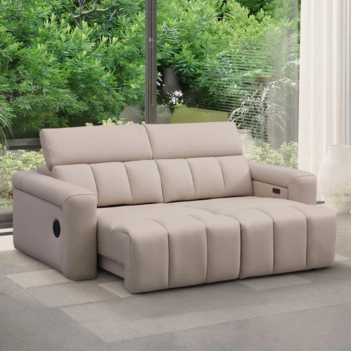 Delilah Electric Reclining Cream Oslo 3 Seater Sofa With Soundbar