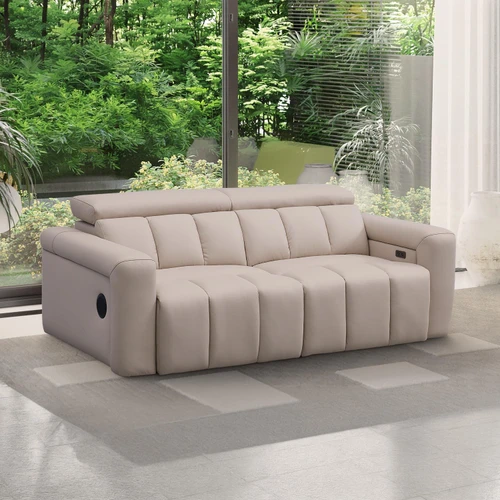Delilah Electric Reclining Cream Oslo 3 Seater Sofa With Soundbar