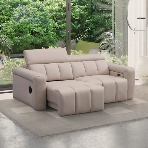 Delilah Electric Reclining Cream Oslo 3 Seater Sofa With Soundbar