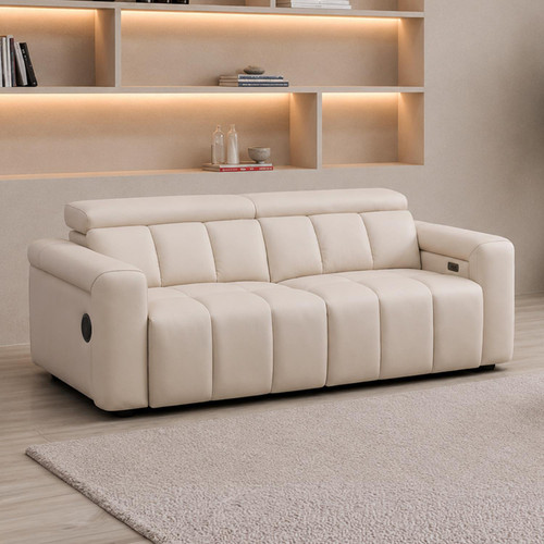 Delilah Electric Reclining Cream Oslo 3 Seater Sofa With Soundbar