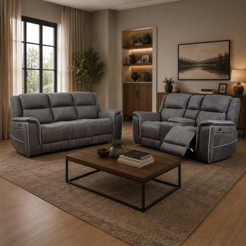 Anna Electric Reclining Grey Sofa Suite