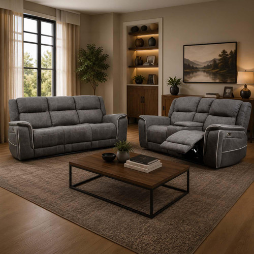 Anna Electric Reclining Grey Sofa Suite