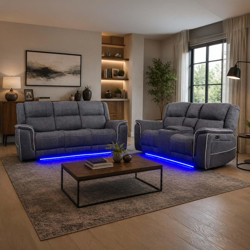 Anna Electric Reclining Grey Sofa Suite
