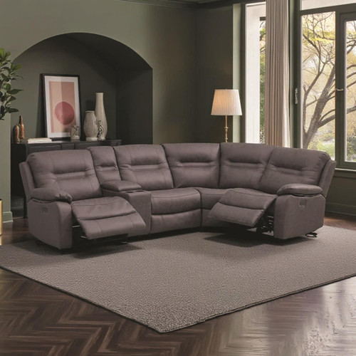 Jax Right Hand Facing Grey Fabric Electric Reclining 4 Seater Sofa