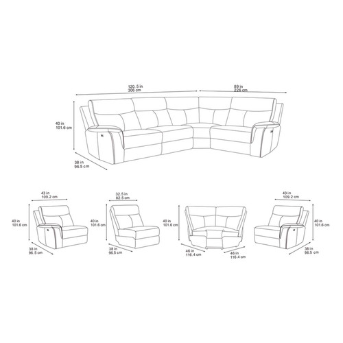 Maeve Electric Reclining Corner Sofa Midnight Black