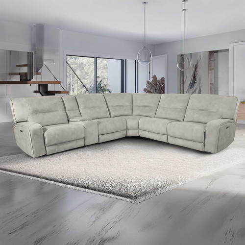 Caleb Electric Reclining L Shaped 5 Seater Corner Sofa Aspen Latte