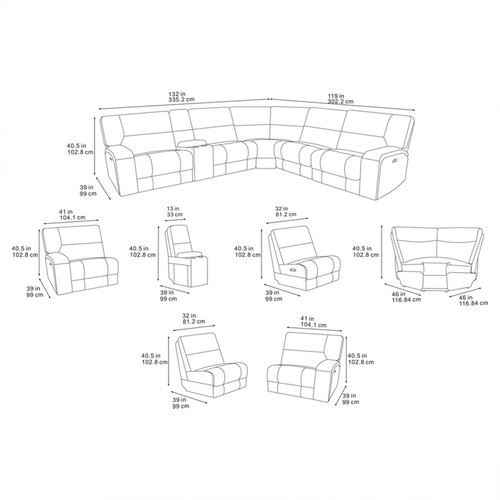 Caleb Electric Reclining L Shaped 5 Seater Corner Sofa Aspen Latte
