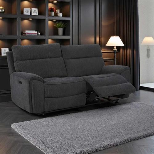 Lois Midnight Black Electric Reclining 3 Piece Sofa Suite 3 + 2 + 1