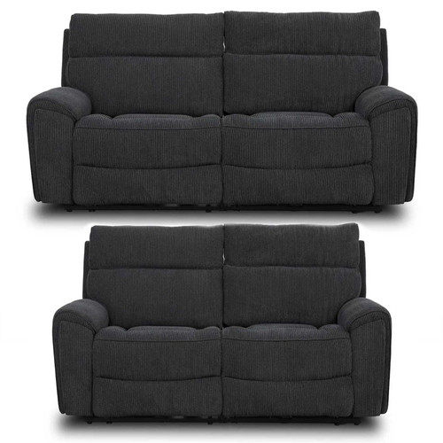 Lois Midnight Black Electric Reclining Sofa Suite 3 + 2