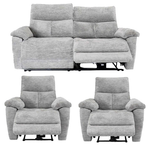 Kent Lucy Dove Grey Electric Reclining 3 Piece Sofa Suite 3 + 1 + 1