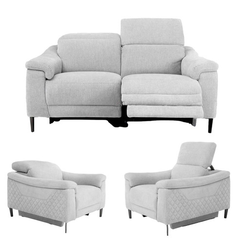 Oscar Fabric Reclining 3 Piece Sofa Suite USB + Adjustable Headrests 2 + 1 + 1