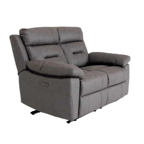 Lucy Ink Grey Electric Reclining 2 Seater Sofa with USB