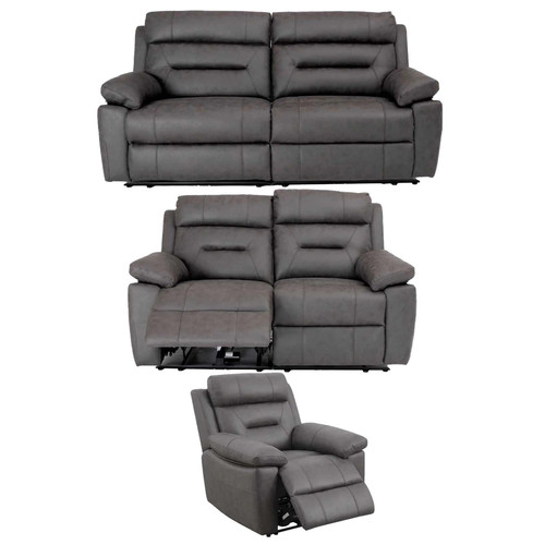 Lucy Ink Grey Electric Reclining 3 Piece Sofa Suite 3 + 2 + 1
