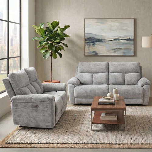 Kent Lucy Dove Grey Electric Reclining Sofa Suite 3 + 2