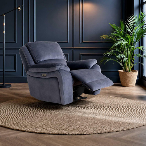 Bella Ink Grey Electric Reclining Armchair with USB