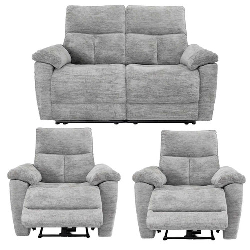 Kent Lucy Dove Grey Electric Reclining 3 Piece Sofa Suite 2 + 1 + 1