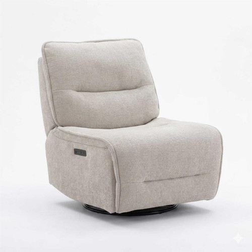 Teora Swivel Rocker Chair with Wireless Charging Beige Fabric