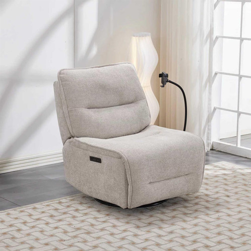 Teora Swivel Rocker Chair with Wireless Charging Beige Fabric