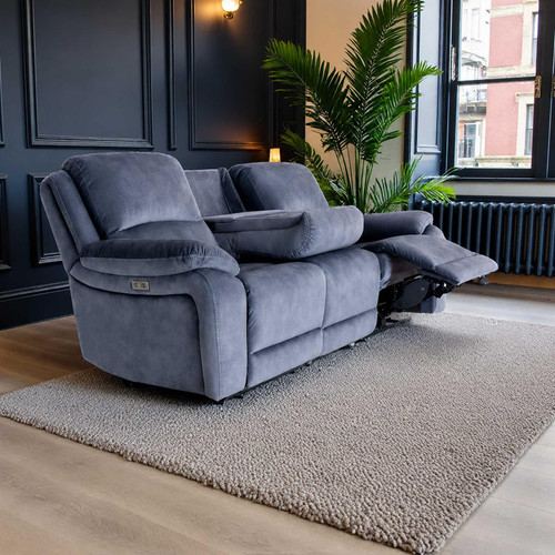 Bella Ink Grey Electric Reclining Sofa Suite 3 + 2