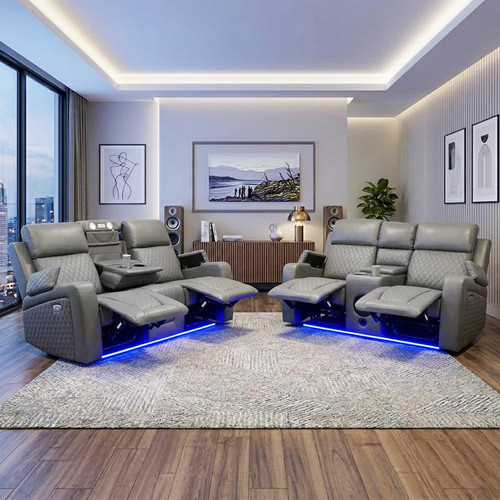Felix Electric Reclining Black or Grey Sofa Suite