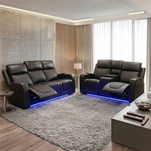 Felix Electric Reclining Black or Grey Sofa Suite