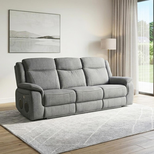 Milano Electric Reclining Grey Fabric Sofa Suite