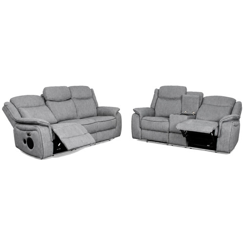 Milano Electric Reclining Grey Fabric Sofa Suite