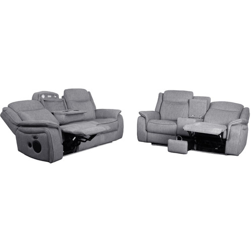 Milano Electric Reclining Grey Fabric Sofa Suite