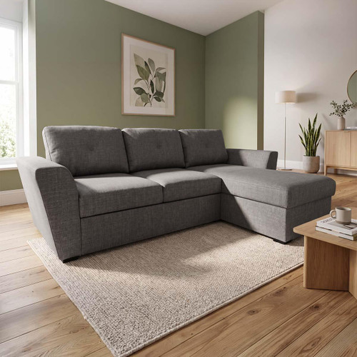 Oregon Universal Corner Sofa Bed No Spill Fabric Beige or Grey