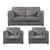 Oxford Full Jumbo Cord 2 Seater and 2 Armchairs - Full back Grey