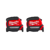 MILWAUKEE 8M/26FT COMPACT WIDE BLADE MAGNETIC TAP MEASURE (2 PACK)