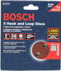 5" Hook & Loop Sanding Disc, 8-Hole, Red, 240 Grit