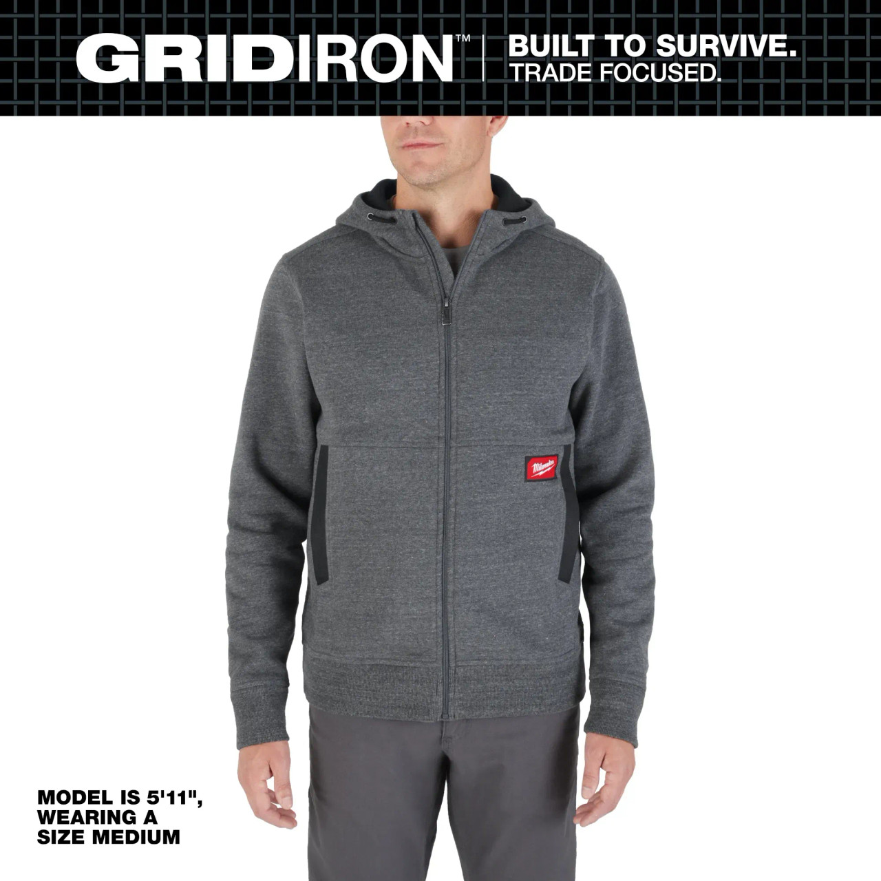 Milwaukee GRIDIRON™ Full-Zip Hoodie Gray 2XL | Buy Pro Tools