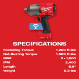 M18 FUEL™ w/ ONE-KEY™ High Torque Impact Wrench 1/2" Friction Ring