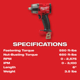 M18 FUEL™ 1/2" Mid-Torque Impact Wrench w/ Friction Ring