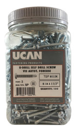 8-18 X 1-1/2" SP/2 U-DRILLS, Z/P, JUG OF 500 PCS