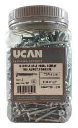8-18 X 1/2" SP/2 U-DRILLS, Z/P, JUG OF 1000 PCS