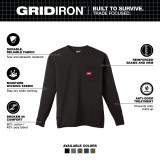 Milwaukee GRIDIRON™ Pocket T-Shirt - Long Sleeve Black Medium