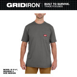 Milwaukee GRIDIRON™ Pocket T-Shirt - Short Sleeve Gray Medium